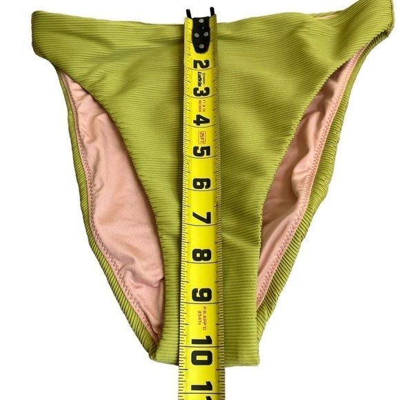 NWT J. Crew Ribbed High Rise Cheeky Bikini Bottom Chartreuse Green Sz XXS - Picture 11 of 16